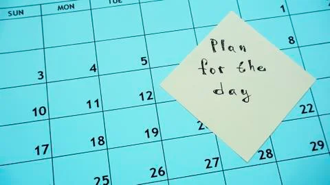 Plan for the day .the plan for the day and a calendar with a list. Stock Photos