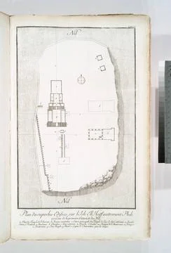 Plan des superbes edifices sur l Isle Ell Heiff, autrement Phile, vis-Ã -v.. Stock Photos