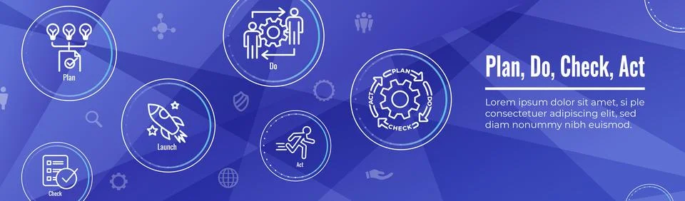 Plan Do Check Act Business Strategy - Procedure for Continuous Improvement .. 스톡 일러스트