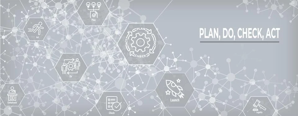 Plan Do Check Act Business Strategy - Procedure for Continuous Improvement .. 스톡 일러스트