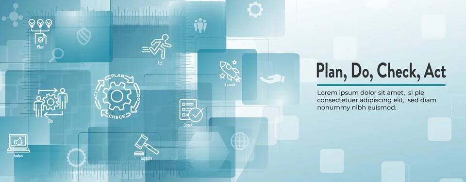 Plan Do Check Act Business Strategy - Procedure for Continuous Improvement .. 스톡 일러스트