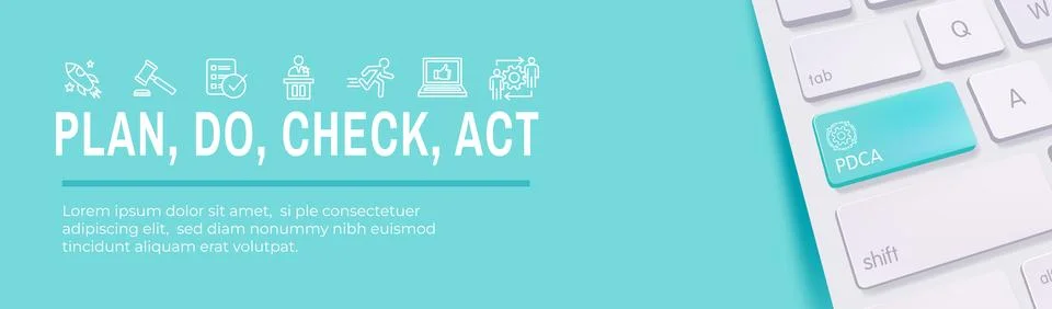 Plan Do Check Act Business Strategy - Procedure for Continuous Improvement .. Illustrazione stock