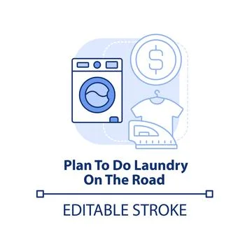 Plan to do laundry on road light blue concept icon Stock-Illustration