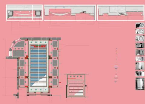 Plan Drawing Public Building Ilustración de archivo