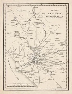 Plan of the Environs of Ancient Rome, Map from 1821 Stock Illustration