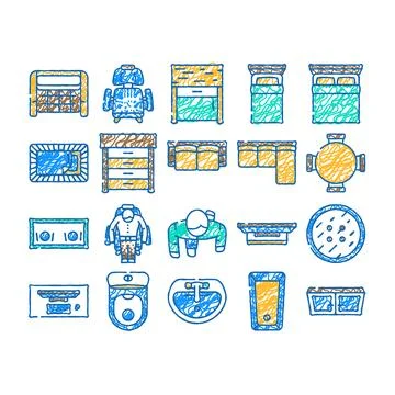 Plan floor home icon hand drawn Stock Illustration