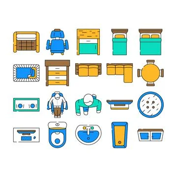Plan floor home icons set vector Stock Illustration
