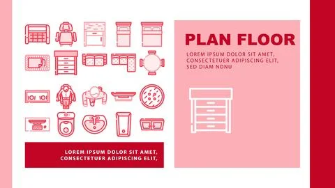 Plan floor home landing header vector Stock Illustration