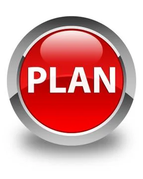 Plan glossy red round button Stock Illustration