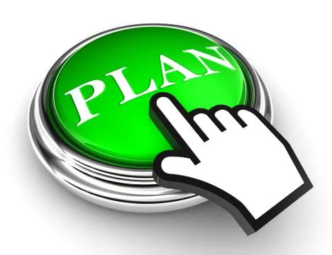 Plan green button and pointer hand Stock Illustration