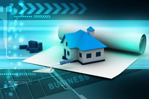 Plan With House Stock Illustration