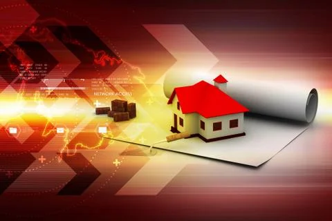 Plan With House Stock Illustration