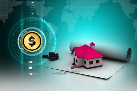 Plan With House Stock Illustration