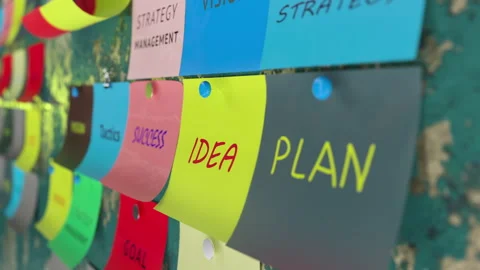 Plan Idea, strategy management, tactics, goal give success color stick papers on Stock Footage 265902395