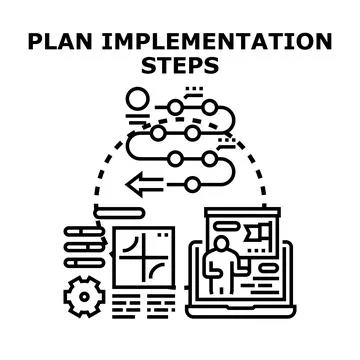 Plan implementation steps creating workflow strategy roadmap Stock Illustration