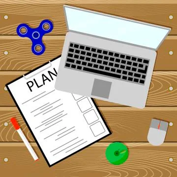 Plan with laptop Stock Illustration