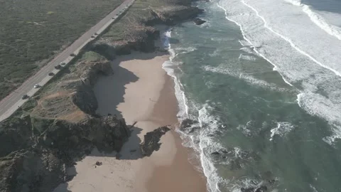 Plan large plage route Stock Footage 230854118