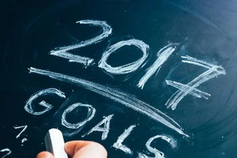 Plan a list of goals for 2017 hand written on blackboard Stock Photos