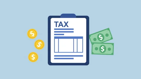 Plan to manage and pay tax and money budget 2d Animation with Alpha Matte Stock Footage 335608073