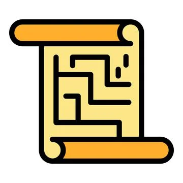 Plan map icon color outline vector Ilustración de archivo