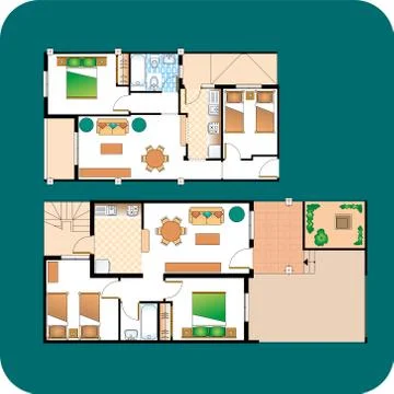 Plan of a modern residential building. Two plants. Ilustración de archivo