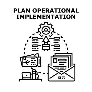 Plan operational implementation managing business strategy process Stock Illustration