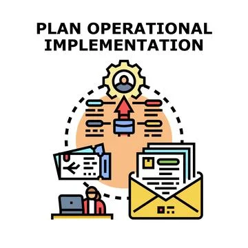 Plan operational implementation managing business strategy process Illustrazione stock