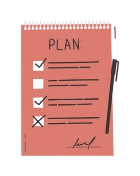 Plan or To do list concept with hand drawn text. Checklist, task list vector  Illustrazione stock