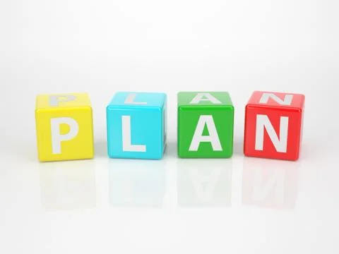 Plan out of multicolored letter dices Stock Illustration