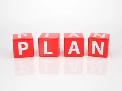 Plan out of red letter dices Illustrazione stock