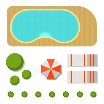 Plan of private house vector illustration top view of outdoor home landscape Stock Illustration