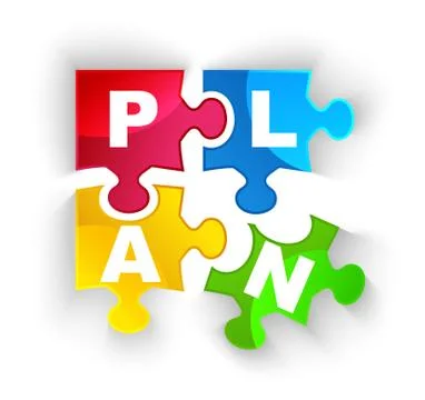 Plan puzzle pieces with shadow isolated on white Illustrazione stock