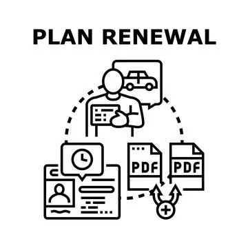 Plan renewal process for services and documents Ilustración de archivo