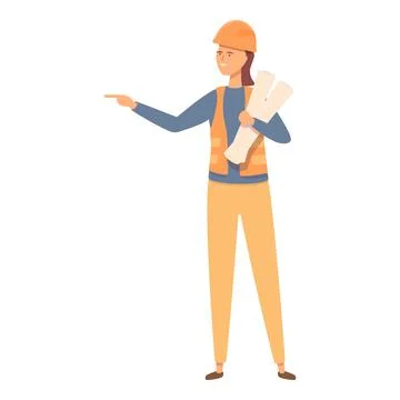 Plan roll icon cartoon vector. Woman industry Stock Illustration
