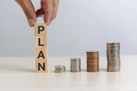 Plan saving money and stack coin investment finance and account business conc Stock Photos