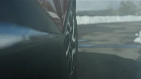 Plan from the side of a moving car on the highway Stock Footage 233718309