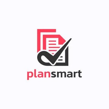 Plan smart logo design vector. Document check mark symbol template. Stock Illustration