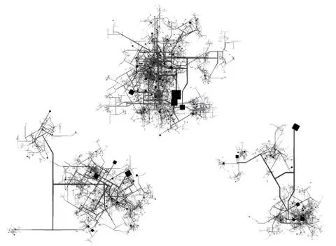 A plan of three cities Stock Illustration