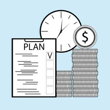 Plan time and money Illustrazione stock