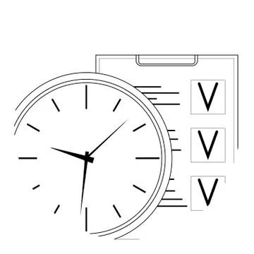 Plan time and work line art icon Stock Illustration
