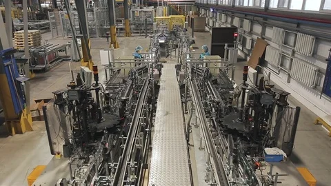 Plan with top line on the bottle factory Stock Footage 75317211