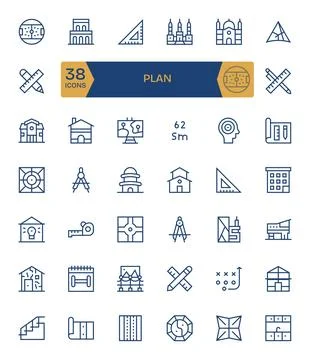 Plan Vector Icon Repository containing 42 Regular Line High Resolution Disp.. Stock Illustration