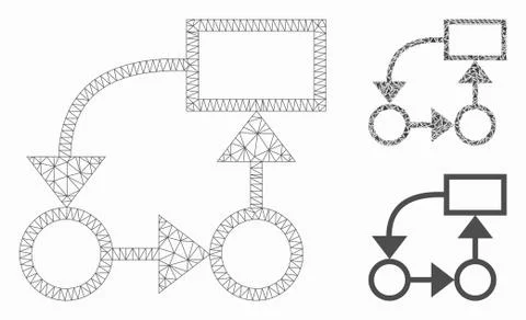 Plan Vector Mesh Carcass Model and Triangle Mosaic Icon 库存插图