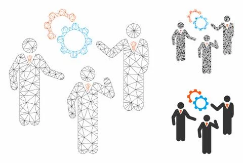 Plan Vector Mesh Carcass Model and Triangle Mosaic Icon イラスト素材