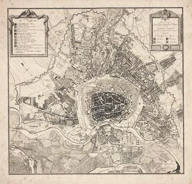 Plan of Vienna and Its Suburbs, Map from 1783 Ilustración de archivo