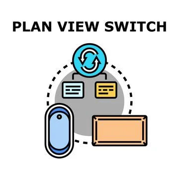 Plan view switching different perspectives concept Stock Illustration