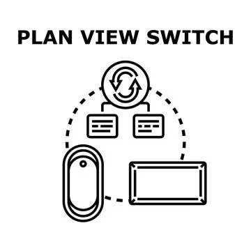Plan view switching different perspectives concept Stock Illustration