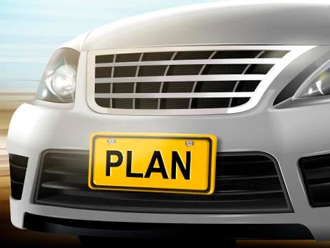 Plan words on license plate Stock Illustration