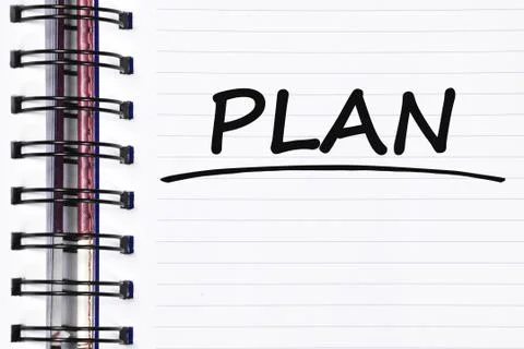 Plan words on spring note book Foto stock