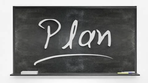 Plan written on blackboard Stock Photos
